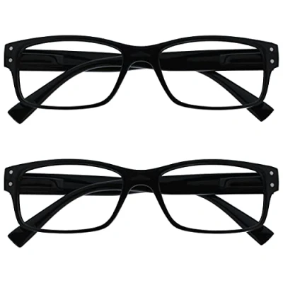 Image of The Reading Glasses Company 2 Pack Mens Black Large Designer Style Readers Spring Hinges RR11 1 +1.50