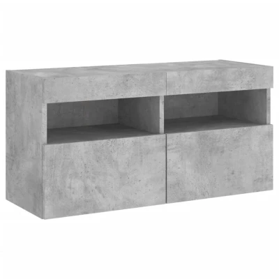 Image of vidaXL TV Wall Cabinet with LED Lights Concrete Grey 80x30x40 cm