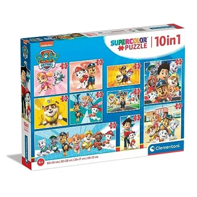 Image of Clementoni 20270 Supercolor Puzzle 10 In 1 Paw Patrol (3x18, 4x30, 2x48 and 1x60 Pieces) Jigsaw For Kids Age 4