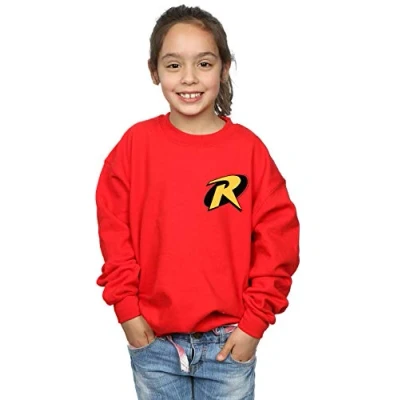 Image of DC Comics Girls Batman Robin Logo Sweatshirt Red 12 13 Years