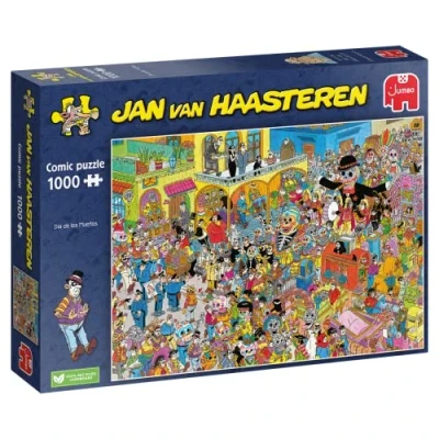 Image of Jumbo Jan Van Haasteren Jigsaw Puzzle For Adults 1000 Piece Vibrant Dia de Los Muertos Celebration Family Tradition, Iconic Elements, Premium Quality 68 x 49cm Display