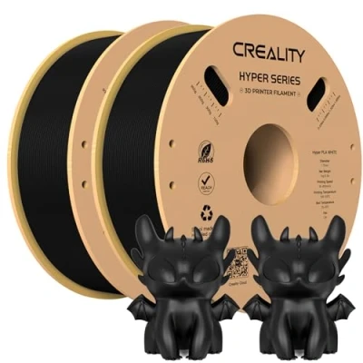 Image of Official 3D Printer Filament Hyper PLA Filament, Creality for High Speed Printing, Durable and Resistant, Overhang Performance Dimensional Accuracy +/ 0.03mm, 2Kg (Black+Black)