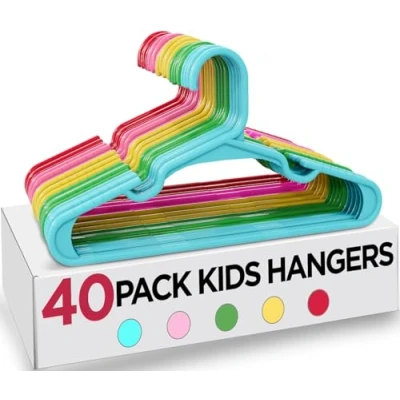 Image of Utopia Home Plastic Kids Hangers for Clothes Pack of 40 Durable and Slim Baby Space Saving Children&#039;s All Purpose Garment Trouser Toddler (Multicolor)