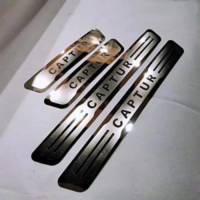Image of Ever TA 4Pcs Car Door Sill Protector Strips for REN Ault CAPTUR 2014 2021, Stainless Steel Kick Plates Scuff Guard Threshold Styling Decor Accessories, Silver