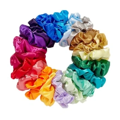 Image of 20PCS Satin Scrunchies Pack for Women, Hair Bulk No Damage, Large scrunchy Sleep, Tie Thick Hair, Cute Band Curly