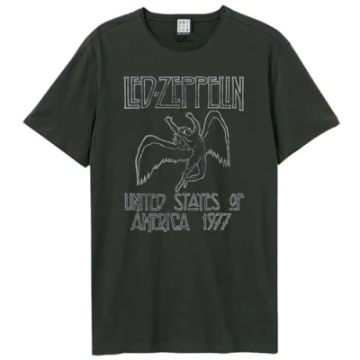 Image of Amplified Unisex Adult USA Tour 1977 Led Zeppelin T Shirt (XL) (Charcoal)