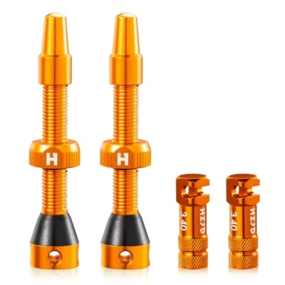 Image of 2PCS Bike Tubeless Presta Air Valve Stem, Orange, Integrated Core Spoke Removal Tool(44 mm)