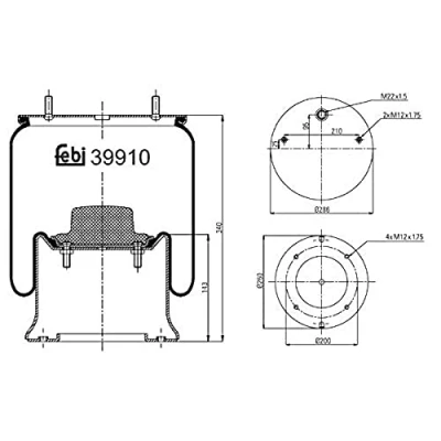 Image of 3228002700, 3229002700, 3229212700, 3229222700 Boot, air suspension FEBI BILSTEIN 39910