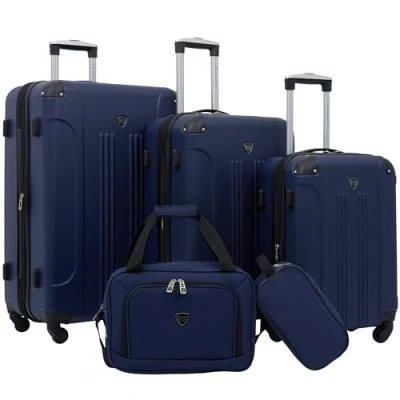 Image of Travelers Club Chicago Hardside Expandable Spinner Luggage, Navy Blue, 3 Piece Set, Luggages