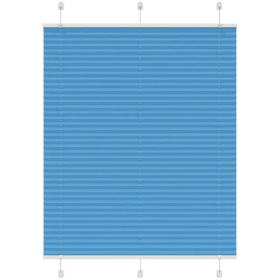 Image of vidaXL Pleated Blind Blue 105x150 cm Fabric Width 104.4 Polyester