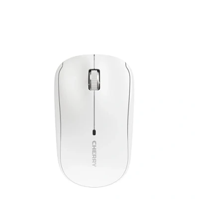 Image of CHERRY MW 2200, Wireless Laptop Mouse, 2.4 GHz RF, Ambidextrous, 1300 dpi, Chrome Plated Scroll Wheel, incl. Transport Bag, Battery Operated, White