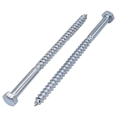 Image of (Pack of 50 pcs) DIN 571 Zinc Plated Steel Hexagon Wood Screws M6 x 90 mm, Hex Screw, Lag Bolts, Head, Coach (50, mm)