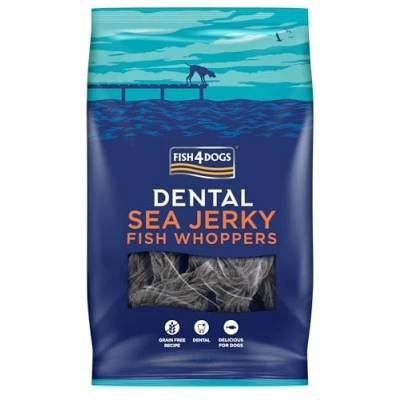 Image of Fish4Dogs Sea Jerky Whoppers Low Calorie, Hypoallergenic Dog Treat Baked Fish for Dogs Natural, Dental Skin Large (500g)