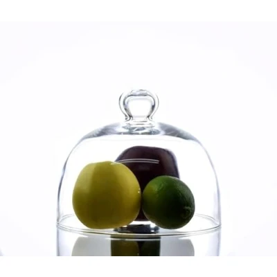 Image of EMH Small Glass Display Cover Cloche Dome With Knob H:13 cm x 16
