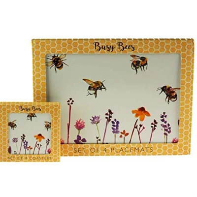 Image of LP Set Of 4 Busy Bumble Bee Place Mats And Coasters