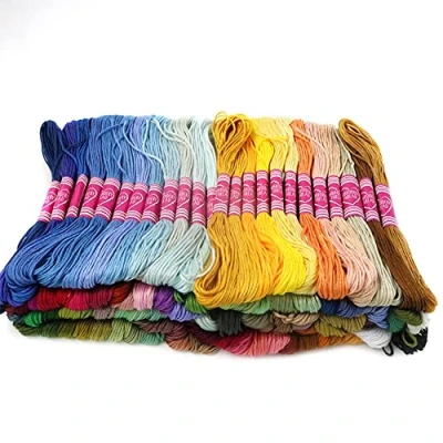 Image of CENPEK 100pcs Embroidery Threads 50 Colors Skeins Pack, Floss,Cross Stitch Threads，Friendship Bracelets Thread，Crafts Floss Rainbow Color