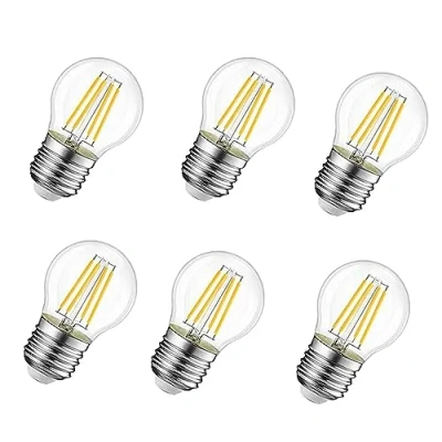 Image of OUGEER Pack of 6 LED E27 G45 Filament Bulb Retro Bulbs 4W Globe Screw Cool White 6500k 400LM 40W Incandescent Equivalent