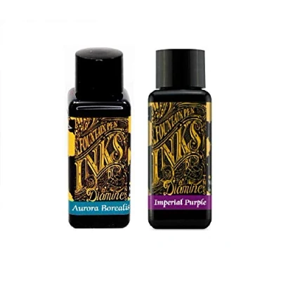 Image of Diamine Fountain Pen Ink 30ml Aurora Borealis &amp; Imperial Purple 2 Pack