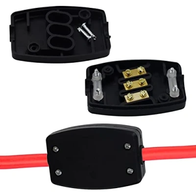 Image of 2 PCS 3 Terminal Electrical Junction Box Flex Connector Black 250v 13Amp Cable Joiner Erminal in line Connect for Outdoor Power and Automotive Wiring
