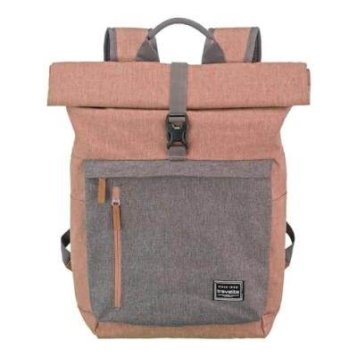 Image of Travelite BASICS Rollup Rucksack, Rosa/Grau, Roll up backpack,