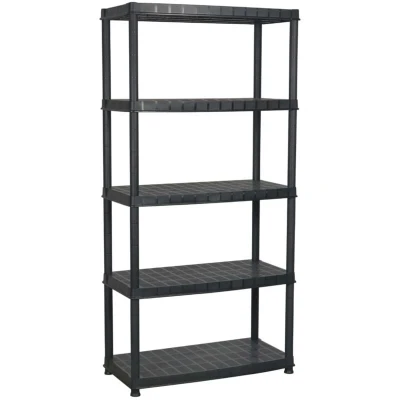 Image of vidaXL Storage Shelf 5 Tier Black 85x40x185 cm Plastic
