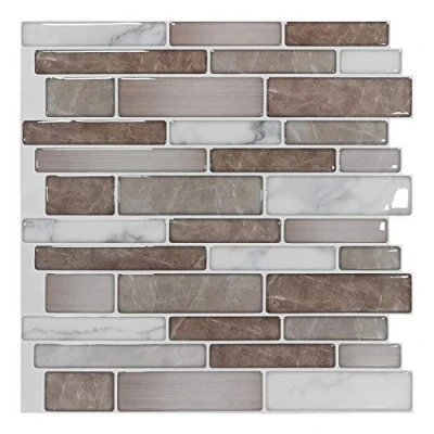 Image of Art3d 10 Sheet Premium Stick On Kitchen Backsplash Tiles, 12&quot;x12&quot; Peel and Self Adhesive Bathroom 3D Wall Marble Design