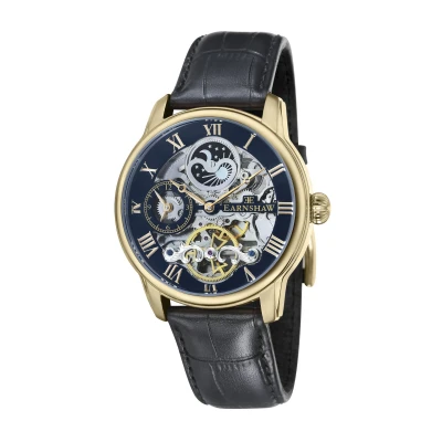 Image of Thomas Earnshaw ES 8006 05 Men Londitude Analogue Automatic Skeleton 2 Hands with Dual Time Black Strap Watch