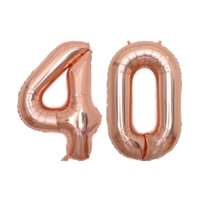 Image of Rose Gold Number 40 Large Helium Foil Balloon Birthday Party Wedding Anniversary Decoration 101cm
