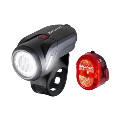 Image of SIGMA SPORT Aura 35 and NUGGET II LED Bike Light Set, StVZO Approved, Battery Powered Front Rear Light, Black