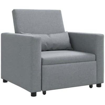 Image of vidaXL 3 in 1 Single Sofa Bed Convertible Light Grey Fabric
