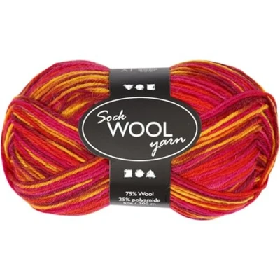 Image of Creativ 100263 Sock Yarn, L: 200 m, red/orange harmony, 50 g