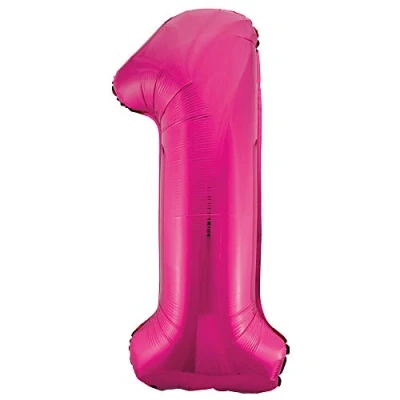 Image of Pink Number 1 Shaped Large Foil Balloon (86cm) Piece Perfect for Birthday Parties and Special Events