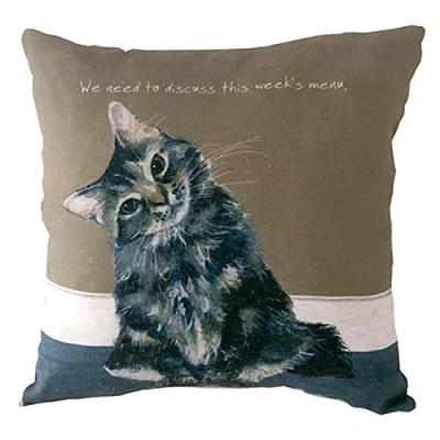 Image of Tabby Cat This Week&#039;s Menu Cushion Little Dog Laughed Gift 40cm x Square LDCUS10