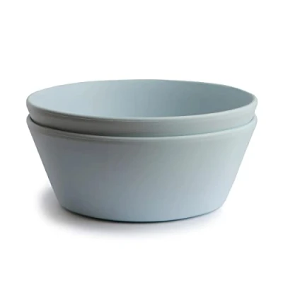 Image of Mushie Dinnerware Bowls for Kids Tableware 1x Set of 2 Reusable BPA Free Dishwasher &amp; Microwave Safe Made in Denmark Round (Powder Blue)
