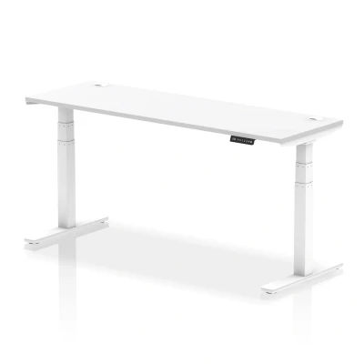 Image of Air 1800x600mm Height Adjustable Desk White Top Cable Ports Leg