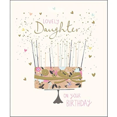Image of Lovely Daughter Happy Birthday Greeting Card Peach &amp; Prosecco Range Cards