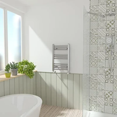 Image of NRG Chrome Straight Central Heating Towel Rail Bathroom Heated Rad Radiators Ladder Warmer 600x400mm