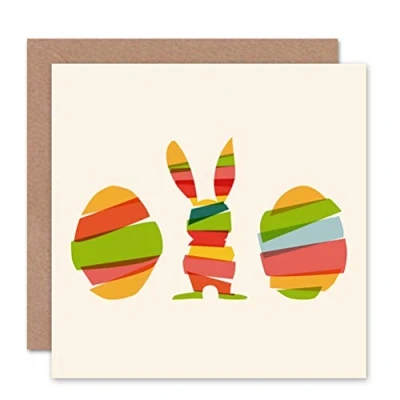 Image of Wee Blue Coo BUNNY EGG ABSTRACT EASTER RABBIT BLANK GREETINGS BIRTHDAY CARD ART