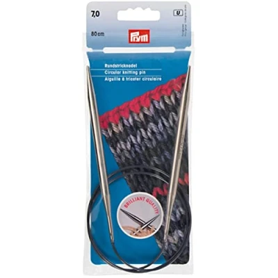 Image of Prym Circular Knitting Needle, Brass, Silver, 7 mm
