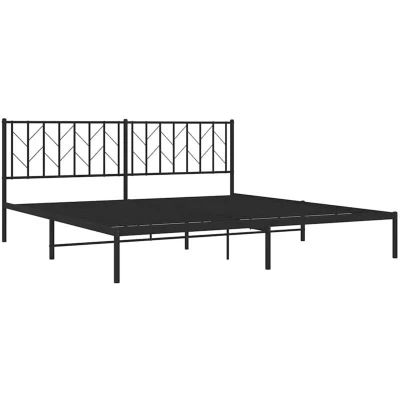Image of vidaXL Metal Bed Frame without Mattress with Headboard Black 193x203cm
