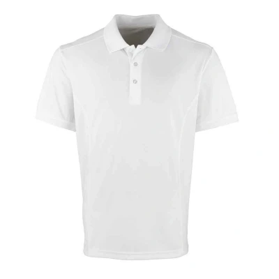 Image of Premier Mens Coolchecker Pique Polo Shirt (White) Size Large
