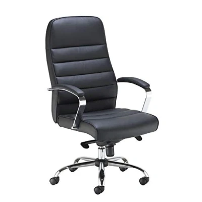 Image of Office Hippo Reclining Chair with Arms, High Back for Home, Swivel, Wheels, PU Leather, Black