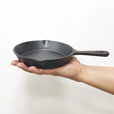 Image of MOZUVE 6 Inch Cast Iron Skillet, Frying Pan with Drip Spouts, Pre seasoned Oven Safe Cookware, Camping Indoor and Outdoor Cooking, Grill Safe, Restaurant Chef Quality