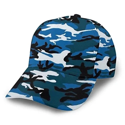 Image of FJAUOQ Unisex Hip Hop Cap Blue Army Camo Adjustable Baseball Hats Mens Womens Snapback Hat Sun for Outdoor Sports, 1 Pack