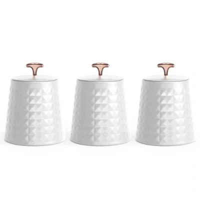 Image of EHC Tea Sugar Coffee Canisters Set, Kitchen Storage Jars with Lids Airtight, Containers Set of 3, White