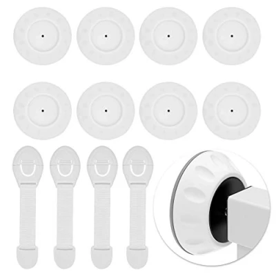 Image of 8 Pack Wall Guard Protectors &amp; 4 Child Safety Locks,Wall Saver Pads for Pressure Gate Door, Stair, Baby Pets