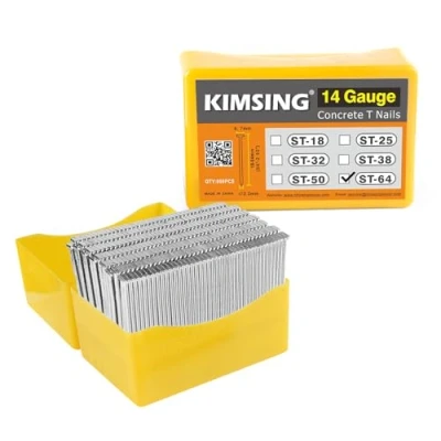 Image of KIMSING 14 Gauge 64mm Hardened Galvanized Finish Nails, 800 PCS/Box, Concrete T for Heavy Duty Concrete, Woodworking Nailing, Masonry