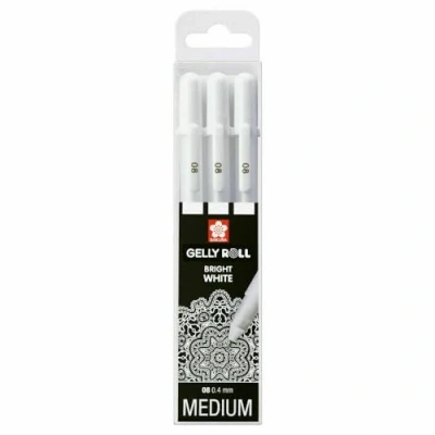 Image of JustArtsCrafts Gely Roll Basic Set 3 Bright White Gel Pens Medium