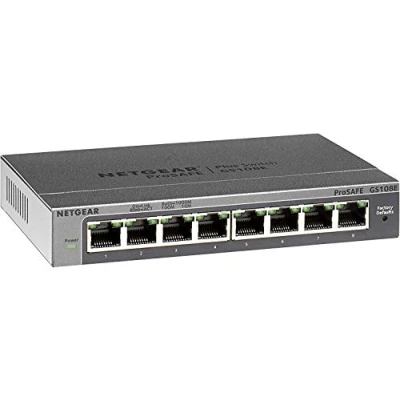 Image of NETGEAR 8 Port Gigabit Ethernet Managed Network Switch (GS108E) Splitter Hub Plug and Play Silent Operation Desktop or Wall Mount