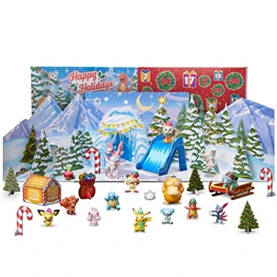 Image of POKÉMON DELUXE HOLIDAY CALENDAR Features 15 2 Inch Battle Figures with Special Finish and Nine Diorama Accessories